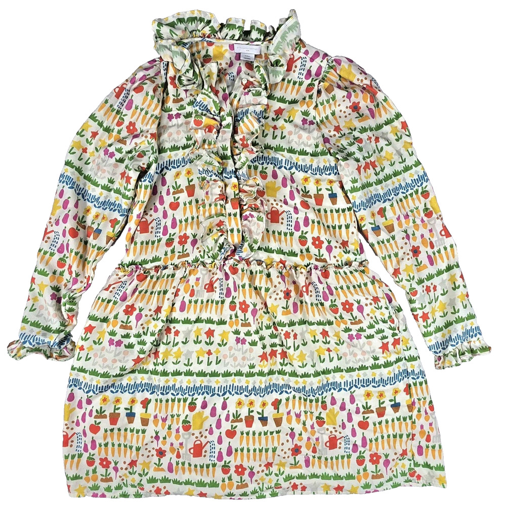 Stella McCartney Kids Wool Garden Vegetable Print Ruffle Dress Size 14